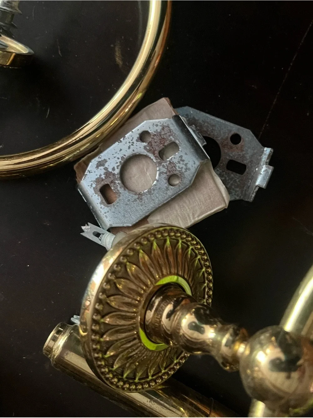 Brass Finish Towel Ring, Toilet Paper Holder, and Hooks Bath Accessory Set